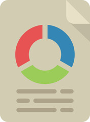 Poster - Pie chart report icon flat vector. Finance page. Document data isolated