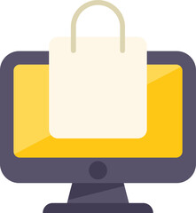 Sticker - Shop bag icon flat vector. Web store. Internet commerce isolated