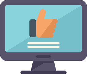 Poster - Thumb up marketing icon flat vector. Online strategy. Social design isolated