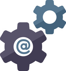 Poster - Gear online marketing icon flat vector. Media internet. Social service isolated