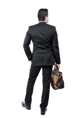 Wall Mural - Rear view of Asian businessman standing while carrying briefcase