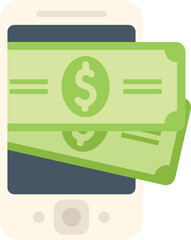 Poster - Online money cash icon flat vector. Phone pay. Mobile card isolated