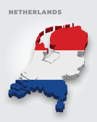 3d map of Netherlands with flag