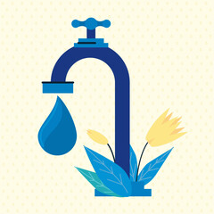 Wall Mural - water tap with drop