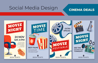 Wall Mural - Social media story set with cinema deals promo