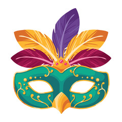 Sticker - mardi gras mask with feathers