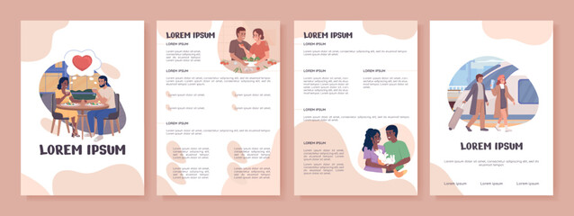 Wall Mural - Relationship building flat vector brochure template. Booklet, leaflet printable flat color designs. Editable magazine page, reports kit with text space. Nerko One, Quicksand, Comfortaa fonts used