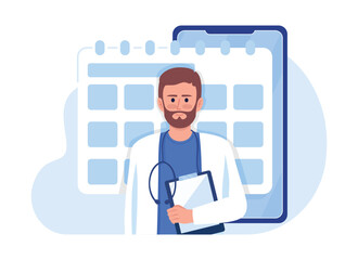 Poster - making appointment with doctor flat concept vector illustration. scheduling visit. editable 2d carto