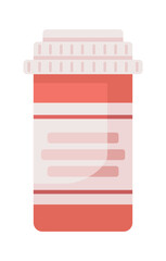 Poster - Red vial semi flat color vector object. Editable items. Full size element on white. Liquid medicines. Pills in bottle simple cartoon style illustration for web graphic design and animation