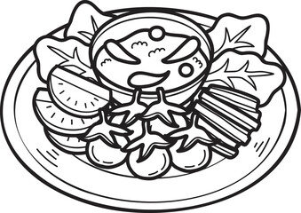 Sticker - Hand Drawn Shrimp paste chili paste or Thai food illustration