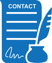 Sticker - Contact paper signing icon, business contact signing icon blue vector