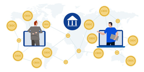 Poster - CBDC Central Bank Digital Currency online money block chain crypto cyber transaction