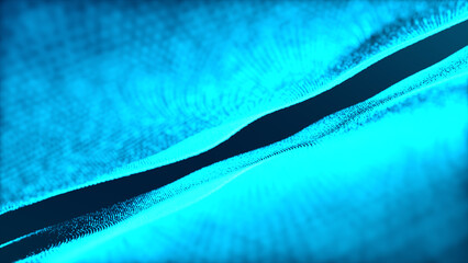 Poster - Dynamic particles sound wave flowing over dark. Futuristic point wave. Cyber technology background.