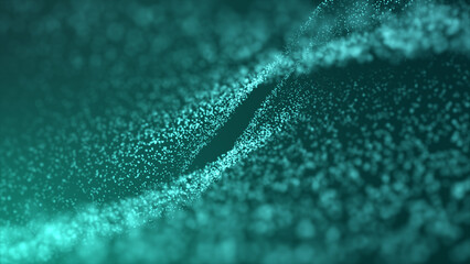 Poster - Digital dynamic wave of dots. Network connection structure.
