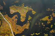 Aeria View Of Lake And Wetland