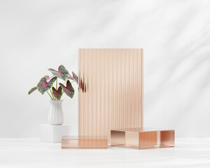 Poster - 3D rendering platform podium with plant product presentation background