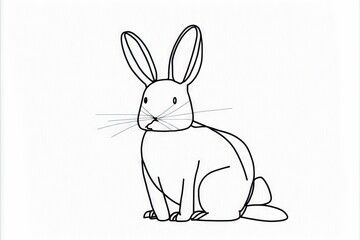 Sticker - a black and white drawing of a rabbit sitting on a white background with a black outline of a rabbit on it's back legs and a white background with a black outline of a.