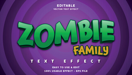 Poster - editable zombie family vector text effect with modern style design usable for logo or company campai