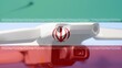 Double exposure of Iran flag and quadcopter drone aerial camera