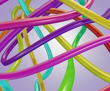 Isolated Colorful Rainbow Straw Or Pipe Background 3d Rendering