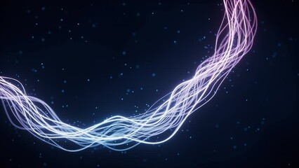 Poster - Abstract wave gradient curves and particles, 3d rendering.