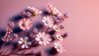 Hintergrundbild, Rosa 3D Blumen, Generative AI