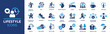 Lifestyle icon set. Containing healthy lifestyle, diet, exercise, sleep, relationships, running, routine, self-care, culture and hobbies icons. Solid icon collection.