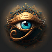 Eye Of Horus, Ancient Egyptian Symbol Of Magic, Healer, Protector And Purifier. Generative AI.