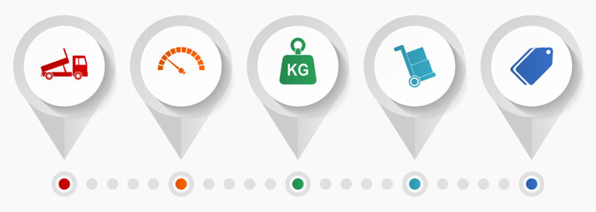Poster - Transport vector icons, delivery flat design web pointers collection, business concept infographic template