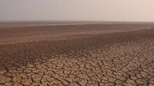 Desert Landscape. Drought Land Of Desert At Little Rann Of Kutch, India. Dry Arid Land With No People. Travell And Explore Nature Landscape.