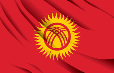 Wall Mural - kyrgyzstan national flag waving realistic vector illustration