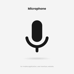 Poster - Microphone icon. Podcast, broadcast, webcast icon. Voicemail sign. Voice chat symbol. Recording symbol. Mute icon. 3D Phone microphone icon for UI UX, mobile app, presentations