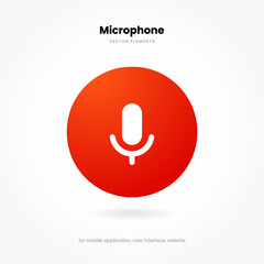 Poster - Microphone icon. Podcast, broadcast, webcast icon. Voicemail sign. Voice chat symbol. Recording symbol. Mute icon. 3D Phone microphone icon for UI UX, mobile app, presentations