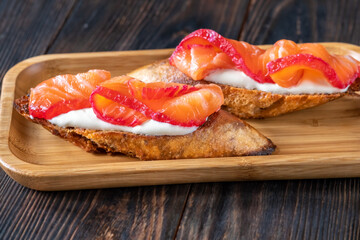 Canvas Print - Salmon gravlax sandwich