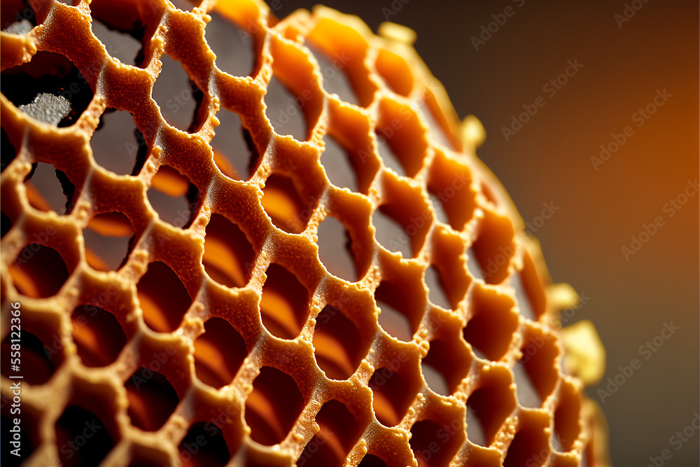 Trypophobia concept in a honeycomb. The phobia or excessive fear of