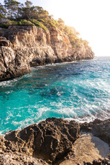 Wall Mural - Beaches, cliffs and coves in the Mediterranean Sea on the island of Mallorca Spain. Palma de Mallorca.