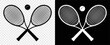 Black tennis rackets and balls - silhouette - Tennis sport team club logo -  vector illustration symbol