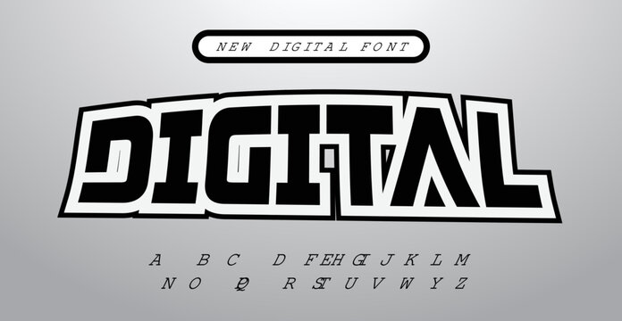 Digital Text Effect. Simple, modern, and futuristic. Easy to edit. Vector illustration.