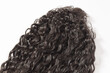 closeup of deep wave curly black human hair lace weaves extensions wigs