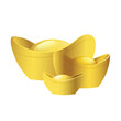 Chinese new year elements gold  sycees ingots of different sizes isolated vector illustration clipart. Different sizes of boat shaped yuanbao.
