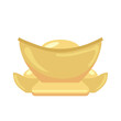 Group of different sizes of gold ingots sycees for Chinese New Year. Boat shaped yuanbao illustration vector isolated, symbol of wealth and prosperity.