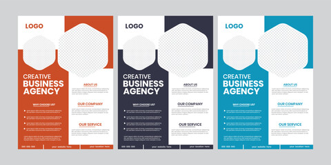 a bundle of 3 creative leaflet design. Multipurpose minimalist trendy cover pages graph, planning, document vertical design