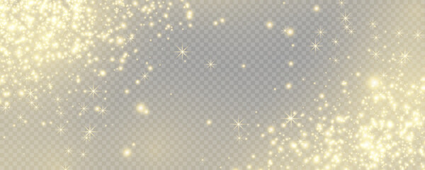 The light star dust sparks glowing on a transparent background. PNG Stock royalty free vector illustration