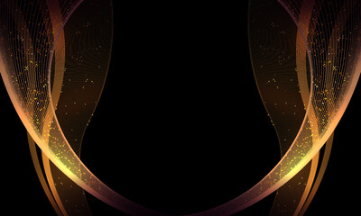 Wall Mural - Golden waves with glitter effect on black background