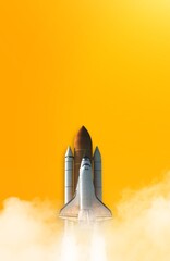 Wall Mural - space shuttle isolated on yellow background. elements of this image furnished by nasa.