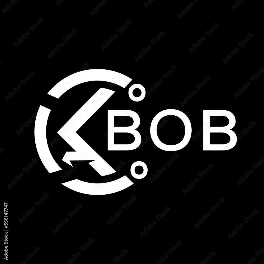 BOB letter logo. BOB white image on black background. BOB vector logo ...