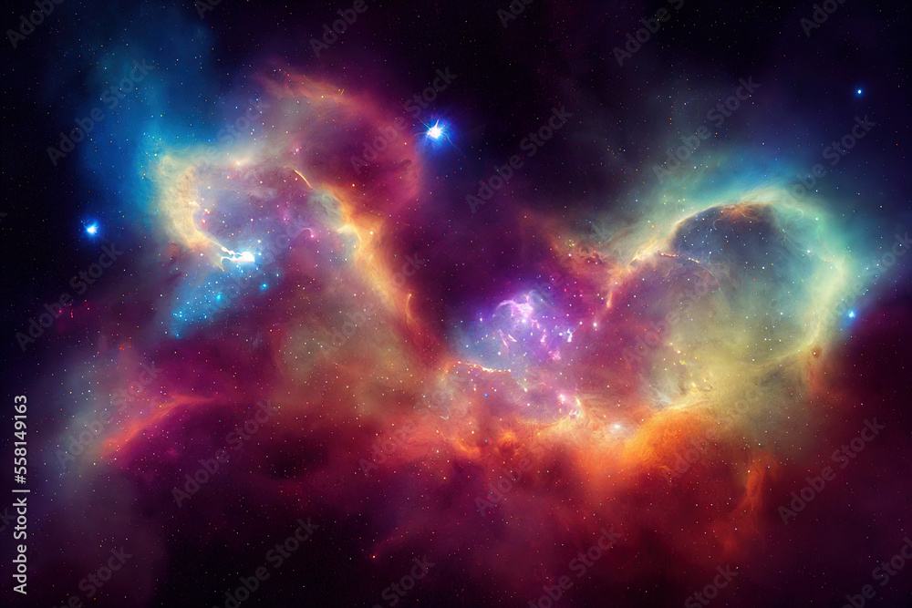 Deep space abstract colorful background with galaxy, stars and cosmic ...