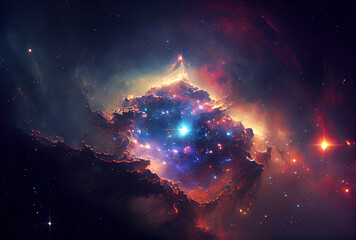 space abstract background with milky way spiral galaxy, stars and cosmic gas