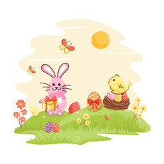 Sticker - Beautifully crafted flat illustration of easter