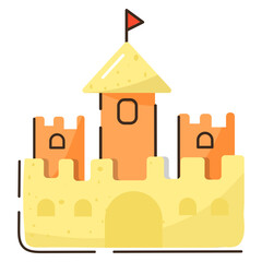 Sticker - Premium flat icon of castle in doodle style 